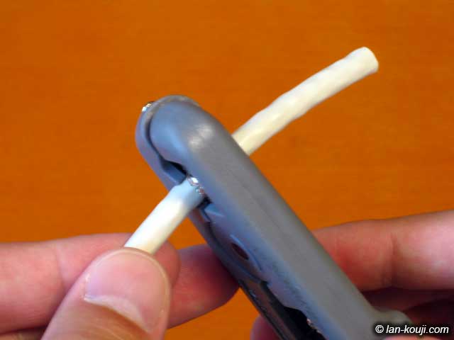 ケーブルをはさんで1回転させる