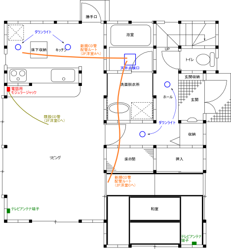 KDさま邸1F配線プラン